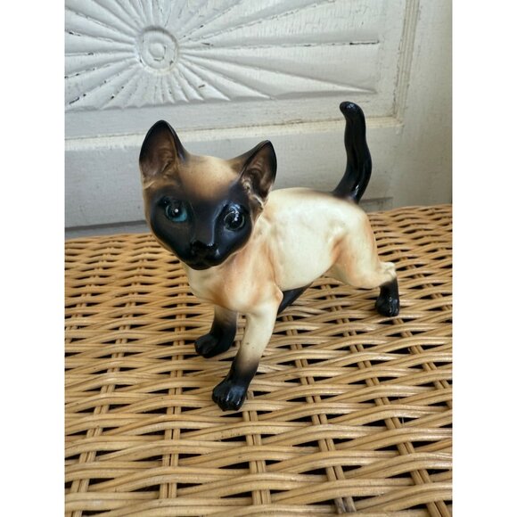 Vintage MCM Lefton Siamese Cat Kitty Figurine - Picture 5 of 12